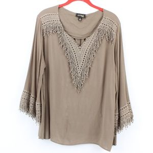 Cal Style U.S.A Bell Sleeve Boho Summer Top